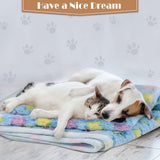 Tatuo 12 Pieces 16 x 24 Inch Dog Blanket Super Soft Warm Cat Sleep Mat Pet Kitten Doggy Fluffy Fleece Blankets with Cute Dog Paw Bone Star Elephant Patterns Printed Fluffy Blanket for Small Cat Puppy