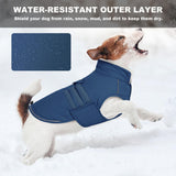 Mklhgty Extra Warm Dog Coat, Waterproof Dog Winter Jacket with Leash Portal, Fleece Reflective Pet Snow Vest for Small Medium Large Dogs - Blue - XL