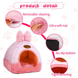 Kwerdas Bunny Bed Hideouts House Ferrets Rats Hedgehogs Chinchilla Cage Accessory for Rabbit Guinea Pig Hamster Cozy and Warm Rabbit Bed with Cute Bowknot Rabbits Hamster Bunny (Pink) ﻿