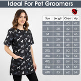 Ladybird Line 709 Grey Terrier Waterproof Unisex Dog Grooming Smock with Pockets, Hair Bleach Resistant, Covered Zipper Panel, Mesh Back, Adjustable Back Tie Belt, Pet Grooming and Vet Clinics - 5XL