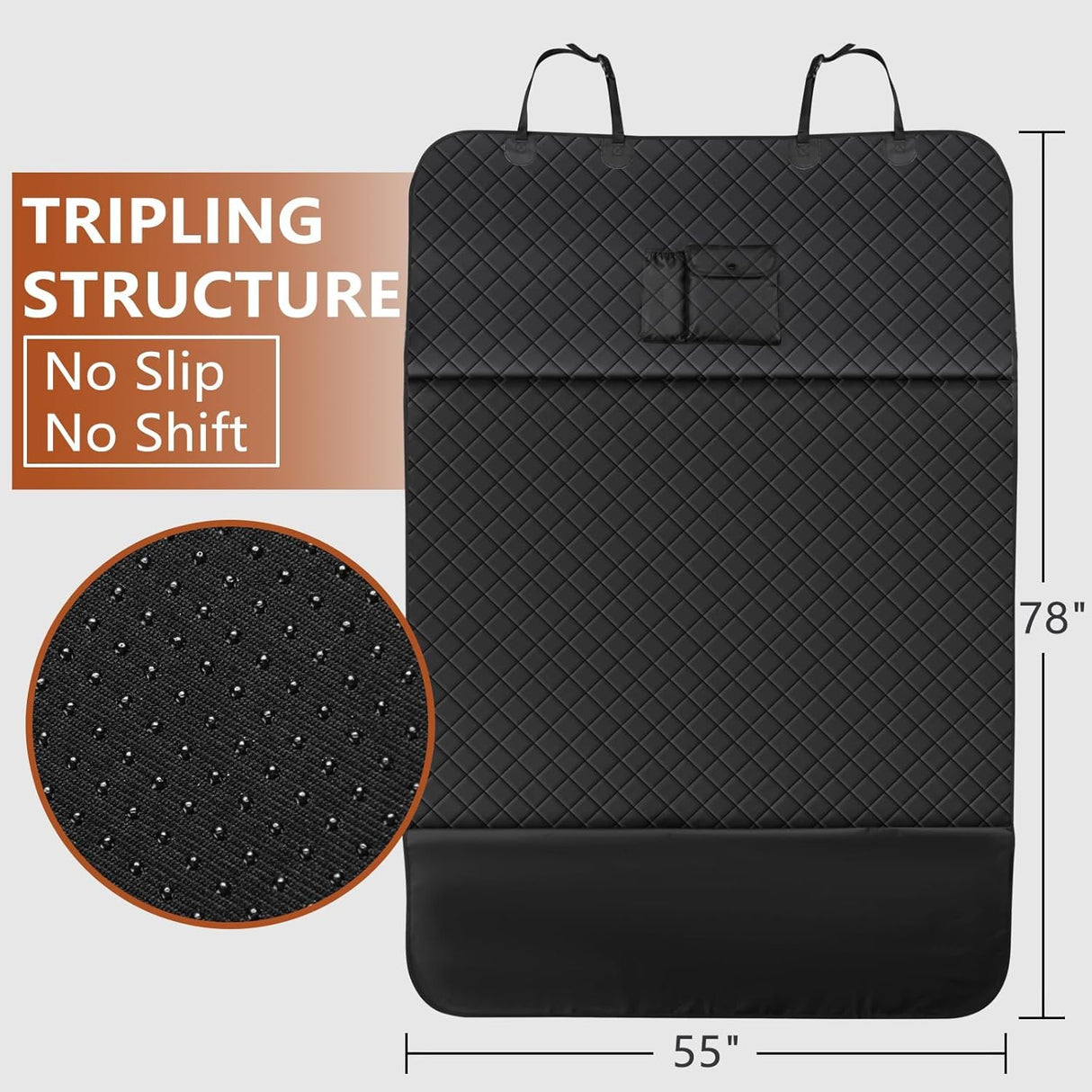 fidozen Universal Cargo Liner for SUV – Waterproof Dog Trunk Mat, Non-Slip Back Seat Protector, Car Bed Cover, Pet Barrier, Rear Liner Accessories for Trucks & Sedans, Universal Fit Trunk Cover