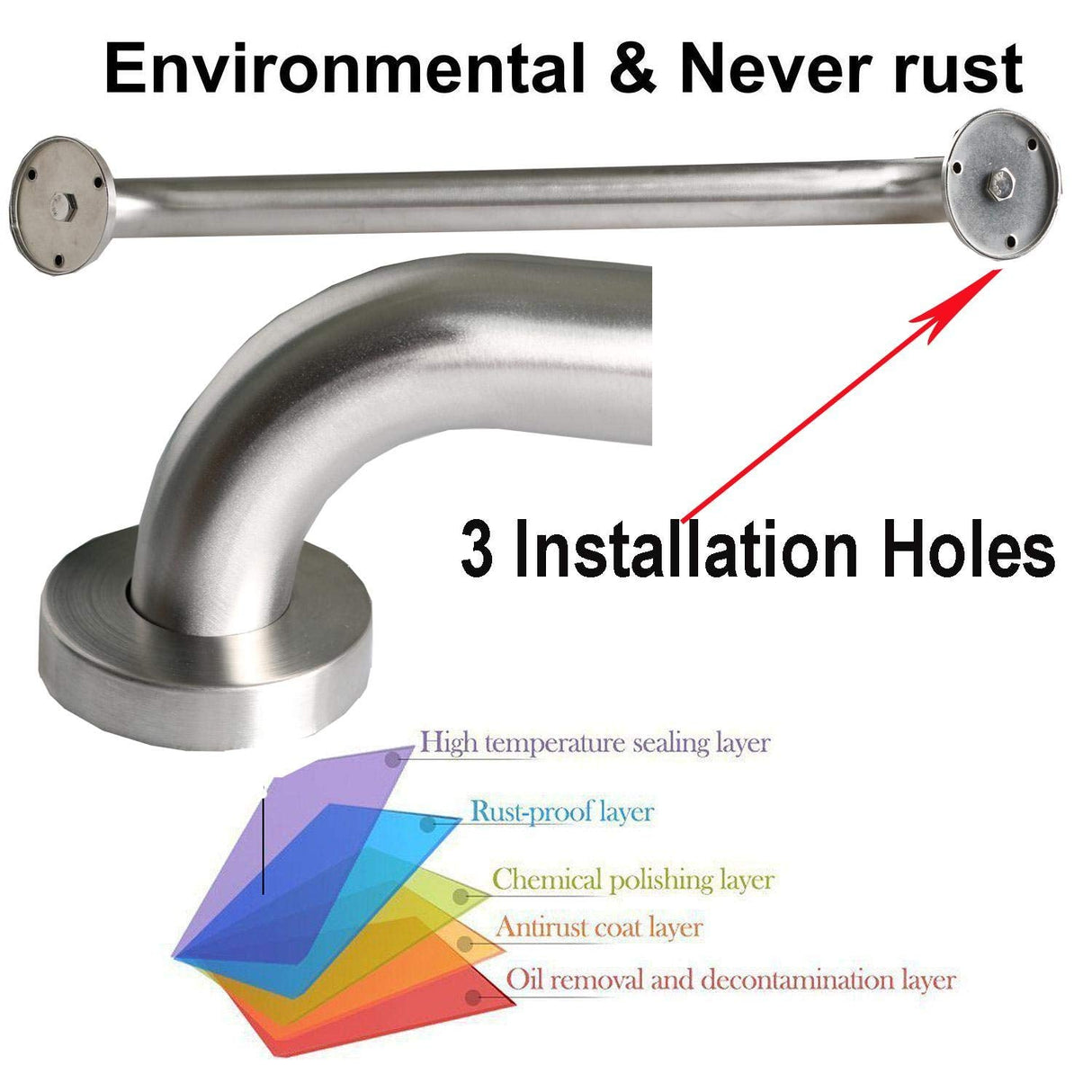 2 Pack 24 Inch Satin Brush Nickel Shower Grab Bar - 1.25" Diameter,ZUEXT Stainless Steel Bathroom Grab Bar, Bath Balance Bar,Safety Hand Rail Support, Handicap Injury Elderly Senior Assist Bath Handle