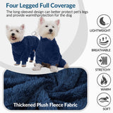 ROZKITCH Warm Dog Pajamas for Large Dogs, Windproof Full Coverage Pet Pjs, Soft Fleece Jacket with Full Coverage, Pullover Winter Coat with Super Warm Jump Suit Blue XXL