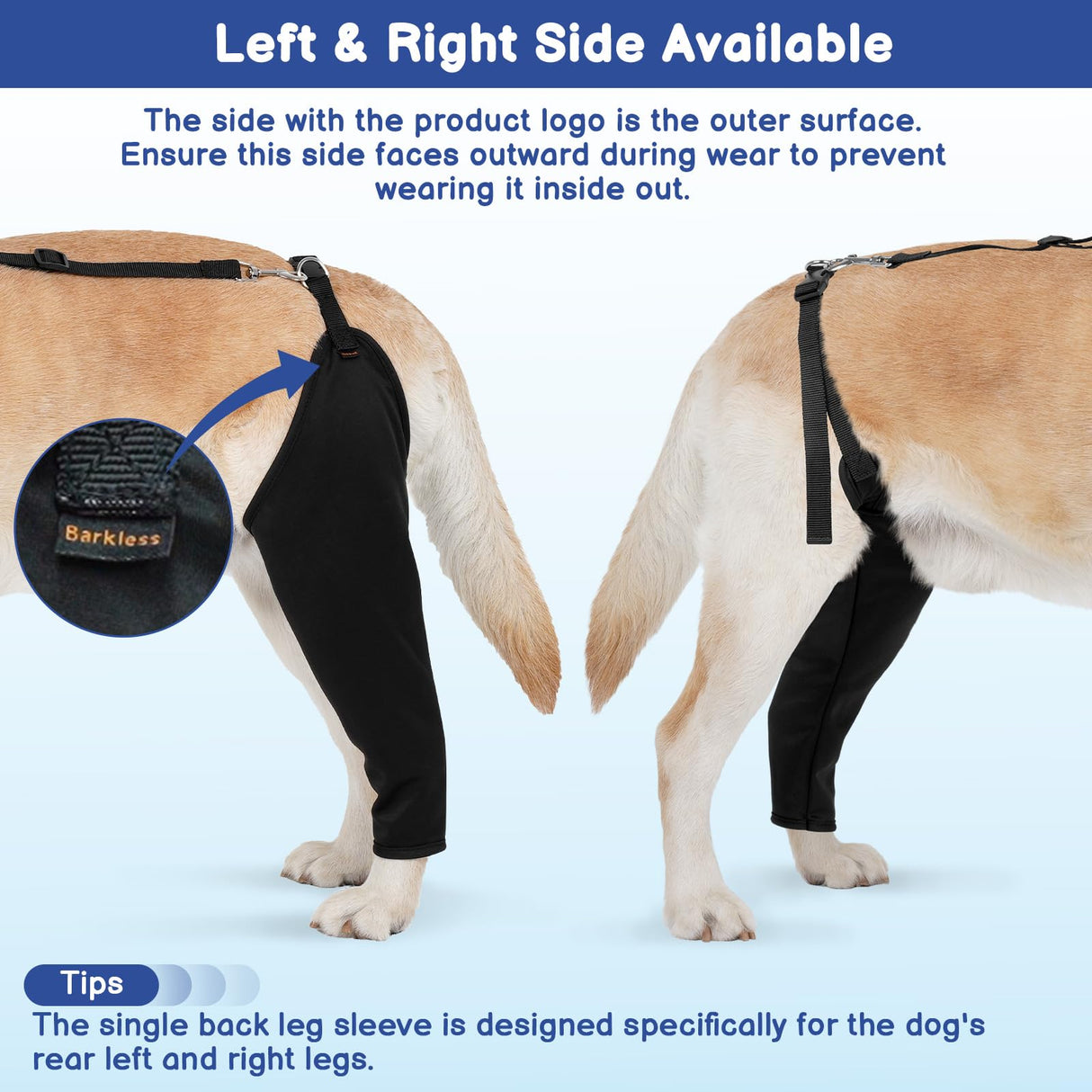 BARKLESS Single Dog Rear Leg Sleeve to Stop Licking, Breathable Male Female Dog Recovery Suit for Post Surgery, Comfortable Back Leg Sleeve for Wound Healing, Protective Cone Collar Alternative