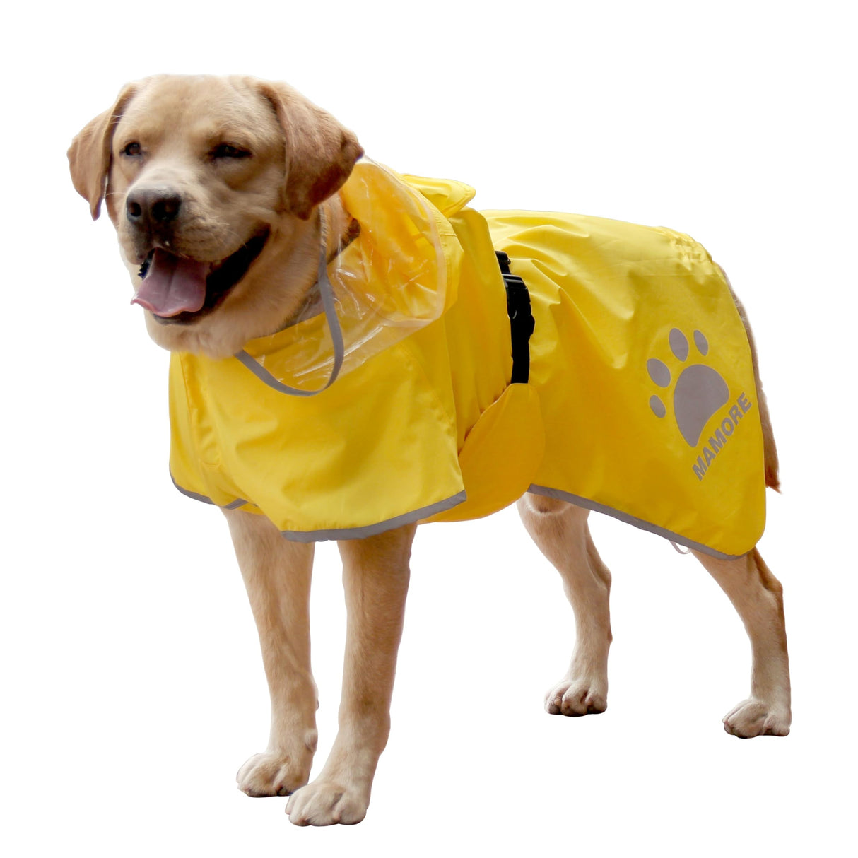 MAMORE Dog Raincoat Waterproof, Lightweight Adjustable Dog Rain Coat Hooded Poncho with Reflective Strip for Large Medium Small Dogs (Yellow, Large)