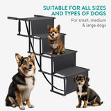 Navaris Dog Car Ramp - Folding Dogs 4 Step Ramp - Give Your Dog a Boost with Steps for Car - Stairs Come with Carry Bag
