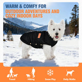 Dog Puffer Jacket for Small & Medium Dogs, Waterproof Windproof Warm Dog Winter Coat, Lightweight Cold Weather Pet Vest with Leash Hole and Adjustable Fit, Black, L