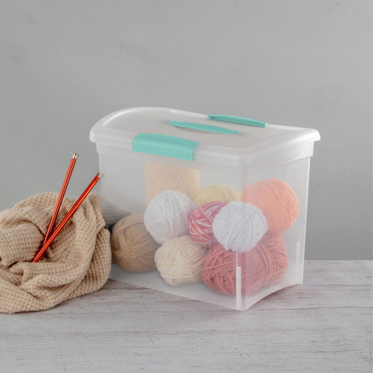 Sterilite Large Nesting ShowOffs, Stackable Small Storage Bin with Latching Lid and Handle, Plastic Container to Organize Office Files, Clear, 6-Pack
