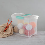Sterilite Large Nesting ShowOffs, Stackable Small Storage Bin with Latching Lid and Handle, Plastic Container to Organize Office Files, Clear, 6-Pack