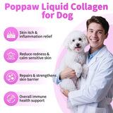 POPPAW Liquid Collagen for Dogs Skin Comfort & Calming, Dog Itch Relief & Anti-Scratching & Coat Supplement with Biotin for Skin Barrier & Sensitive Immune Health Support - Chicken Flavor, 2 FL.Oz