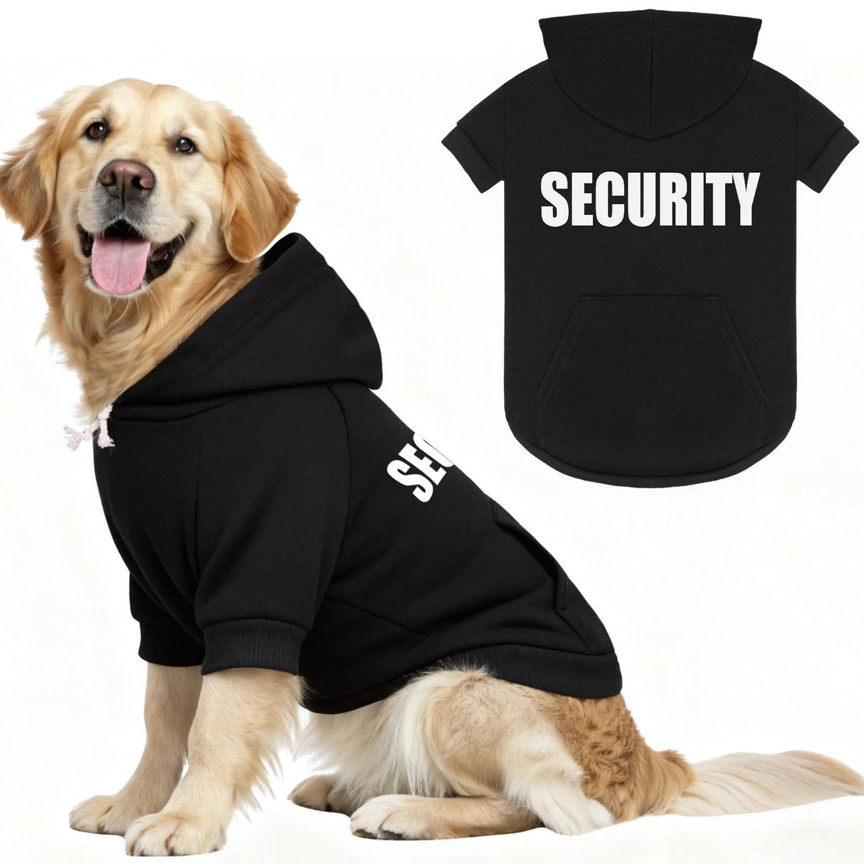 4XL Dog Sweaters for Large Dogs,Security Dog Hoodie,Warm Brushed Fleece Sweatshirt with Hood & Pocket,Leash Hole,Cozy Cold Weather Pet Clothes Sweater Hoodie for Large Dogs,4XL