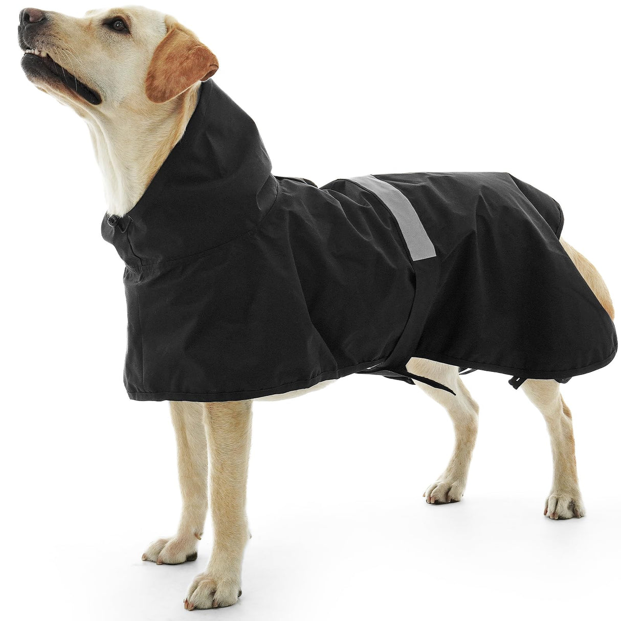 Nanaki Small Dog Raincoat with Leash Hole, Reflective Pet Hooded Rain Ponchos for Rainny Snow Foggy Days,Windproof Waterproof Dog Coat Jacket Vest for Outdoor Hiking Walking Hunting Black S