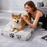 CAPT.SNOOZE Waterproof Orthopedic Dog Bed for Large Medium Sized Dogs 35x22 Inch - Egg Crate Foam Pet Crate Bed with Removable Washable Cover, Plush Top Anti-Slip Bed Mat, Beige