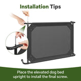 Ekisemio Elevated Dog Bed for Large Dogs, Waterproof XL Pet Cot with Breathable Mesh, Outdoor & Indoor Cooling Dog Bed, Raised Frame for Joint Support, Black