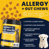 BFDEREN Dog Allergy Chews Probiotics for Dogs Yeast, Itchy Skin and Itchy Ears Itch Relief Immune Pre Probiotic Chews for Pet Digestive Health Anti Itch