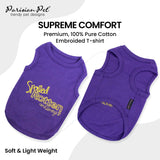 Parisian Pet Dog Shirt – 100% Cotton Shirts for Small Dogs – Sleeveless Spoiled Rotten Puppy Clothes – Lightweight and Breathable Dog Apparel – Funny Dogs Clothes - Stretchy Purple Pet T Shirts