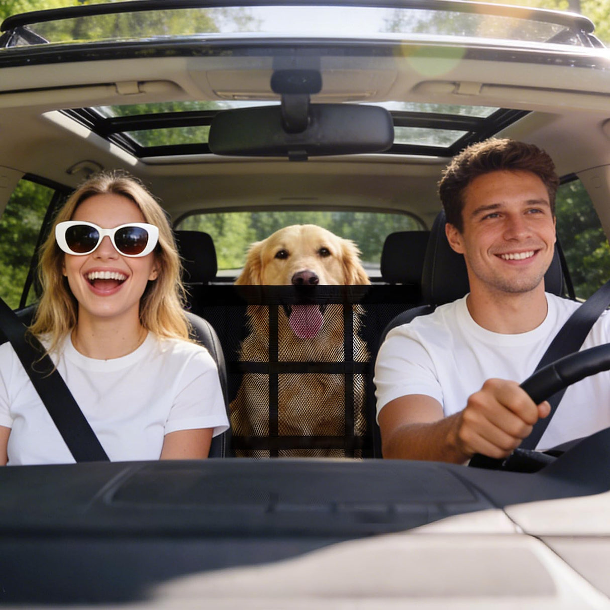 KINETOVOLTA Dog Car Barrier 2026 Upgrade, Double Layer Mesh with Zipper, Universal Car Dog Barrier for SUVs, Sedans & Trucks, 23x23 Inch, Breathable & Easy to Install