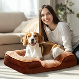 DUMOS Dog Beds, Orthopedic Medium Large Dog Bed, Machine Washable with Memory Foam, Waterproof Comfort Pet Beds with Sides, 42x32 Inch Medium Sized Brown