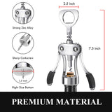 Wine Opener, Heavy-Duty Zinc Alloy Wing Corkscrew, Premium Beer Bottle Opener, Multifunctional Wine Accessories with Ergonomic Handle and Sharp Screw, for Kitchen, Bar, Restaurant (SILVER)