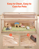 VEVOR Wooden Hamster Cage, 270° Viewing 𝖧amster Habitat, 32 x 16 x 16 in, Dwarf Hamster Cages with Openable Top, Ventilated Small Animal Cage, Pet Mouse Cage for Gerbils, Rats, Guinea Pigs, Mice