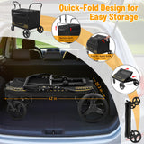 TTPet Extra Large Pet Stroller with Ramp, Dog Stroller for Large & Medium Dogs up to 180lbs, Foldable Dog Wagon with Dual Handle & Brake, Portable Puppy Travel Strollers for Cats & Dogs
