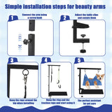 Foldable Dog Grooming Arm with Clamp, Adjustable Height 26"-38", Includes Pet Hammock, No-Sit Holder, for Home/Salon Grooming of Small/Medium Dogs