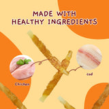 Jungle Calling Rawhide Free Treats for Dogs, Chicken Wrapped Cod Sticks Dog Treats, Soft Chewy Snacks for Training Rewards, 10.6 oz (Chicken)