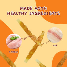 Load image into Gallery viewer, Jungle Calling Rawhide Free Treats for Dogs, Chicken Wrapped Cod Sticks Dog Treats, Soft Chewy Snacks for Training Rewards, 10.6 oz (Chicken)
