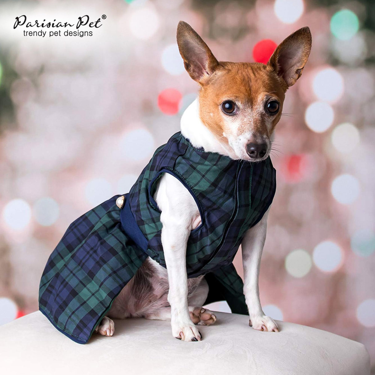 Parisian Pet Scottish Dog Dress - Festive Holiday Clothes for Large Dogs Girl - Plaid Green Pet Dress - Stylish Dog Wedding Outfit - Lightweight Puppy Clothes - Sleeveless Party Dresses for Dogs