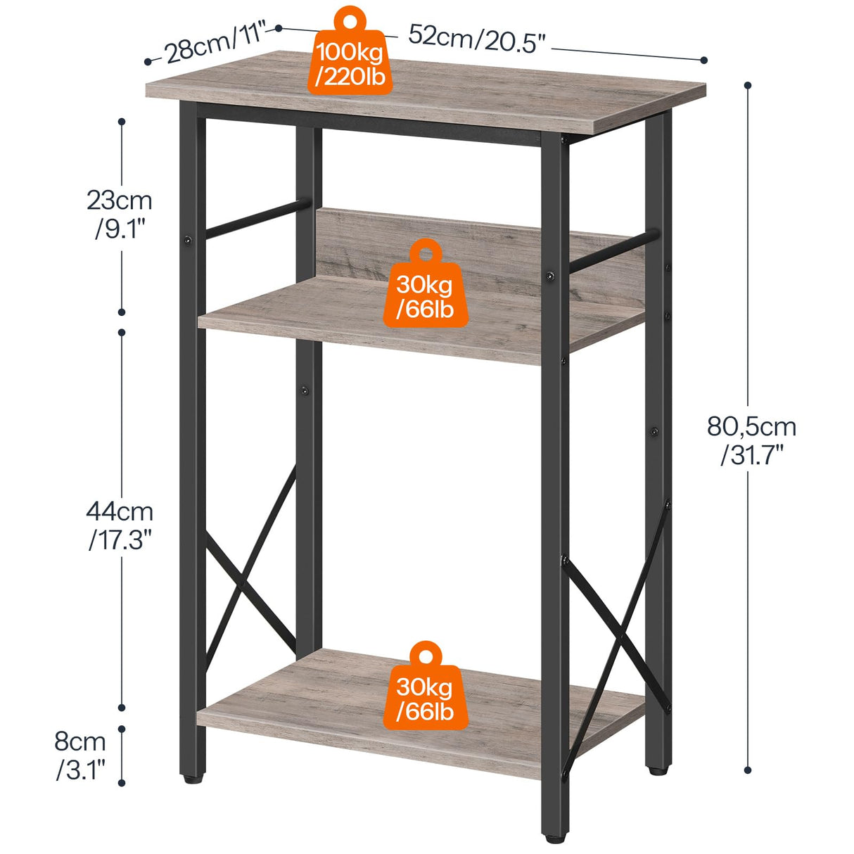 HOOBRO 10 Gallon Aquarium Stand, 3-Tier Fish Tank Stand with Storage, Reptile Turtle Tank Stand with Metal Frame, 20.5" L x 11" W , Greige BG52FT01
