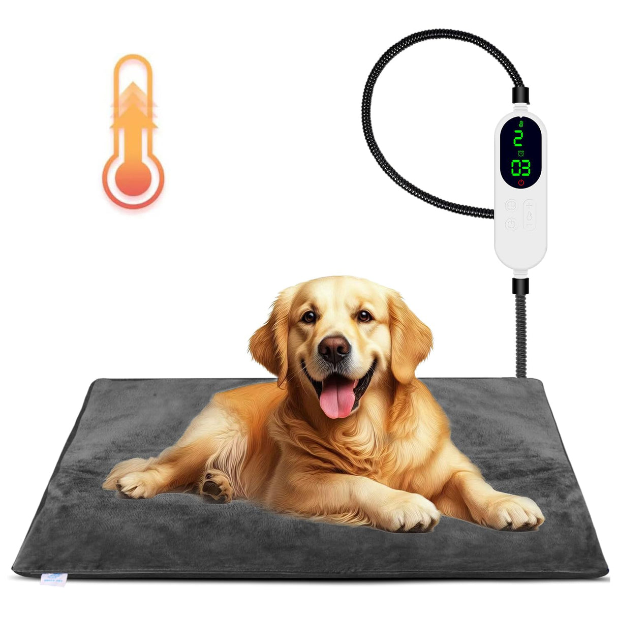 Pet Heating Pad for Dogs and Cats, 9 Adjustable Temperature Dog Heating Pad, Electric Heated Dog Bed, Heated Blanket for Dogs with Chew Resistant Cord for Dog Cat Animal, 28x18 Inch