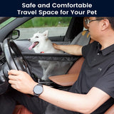Dekeyoo Front Seat Dog Car Seat for Small/Medium Dogs with Door Protection – Full Coverage Pet Booster Seat with Mesh Window, Zippered Side Flaps, Safety Buckle, Grey Linen Fabric