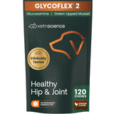 VetriScience Healthy Hip & Joint Chews, GlycoFlex Glucosamine and Green-Lipped Mussel Joint Support Supplement for Dogs, Promote Mobility and Protect Joints, Chicken, 120 Count