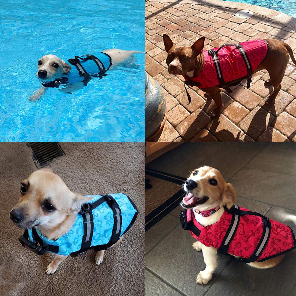 HAOCOO Dog Life Jacket Vest Saver Safety Swimsuit Preserver with Reflective Stripes/Adjustable Belt Dogs?Pink Bone,XL