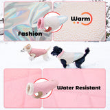 EMUST Quilted Warm Small Dog Winter Coat - 2 Layers Fleece Lined Doggie Puffer Vest for Cold Weather with Leash Hole, Cream, XS