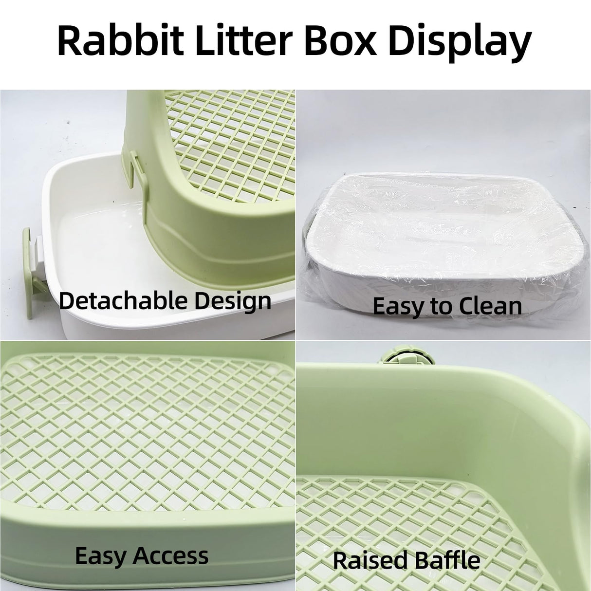 Tfwadmx Rabbit Litter Box Bunny Potty Training Litter Boxes Guinea Pig Corner Bedding Box Small Animal Toilet for Ferret,Chinchilla,Galesaur(Green)