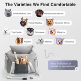HAZOOWILL Pet Car Booster Seat for Small Dogs up to 25 lbs with Safety Straps, Storage Pockets, Travel Carrier Bed with Detachable Cover, Machine Washable (Light Gray)