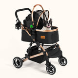PAWLET Pet Stroller,Dog Stroller for Medium Dogs Up to 52 Lbs,Cat Strollers for 2 Cats with Waterproof Oxford Fiber Detachable Carrier,Poop Bag Dispenser,Adjustable Handle&Canopy,for Senior Dogs&Cats