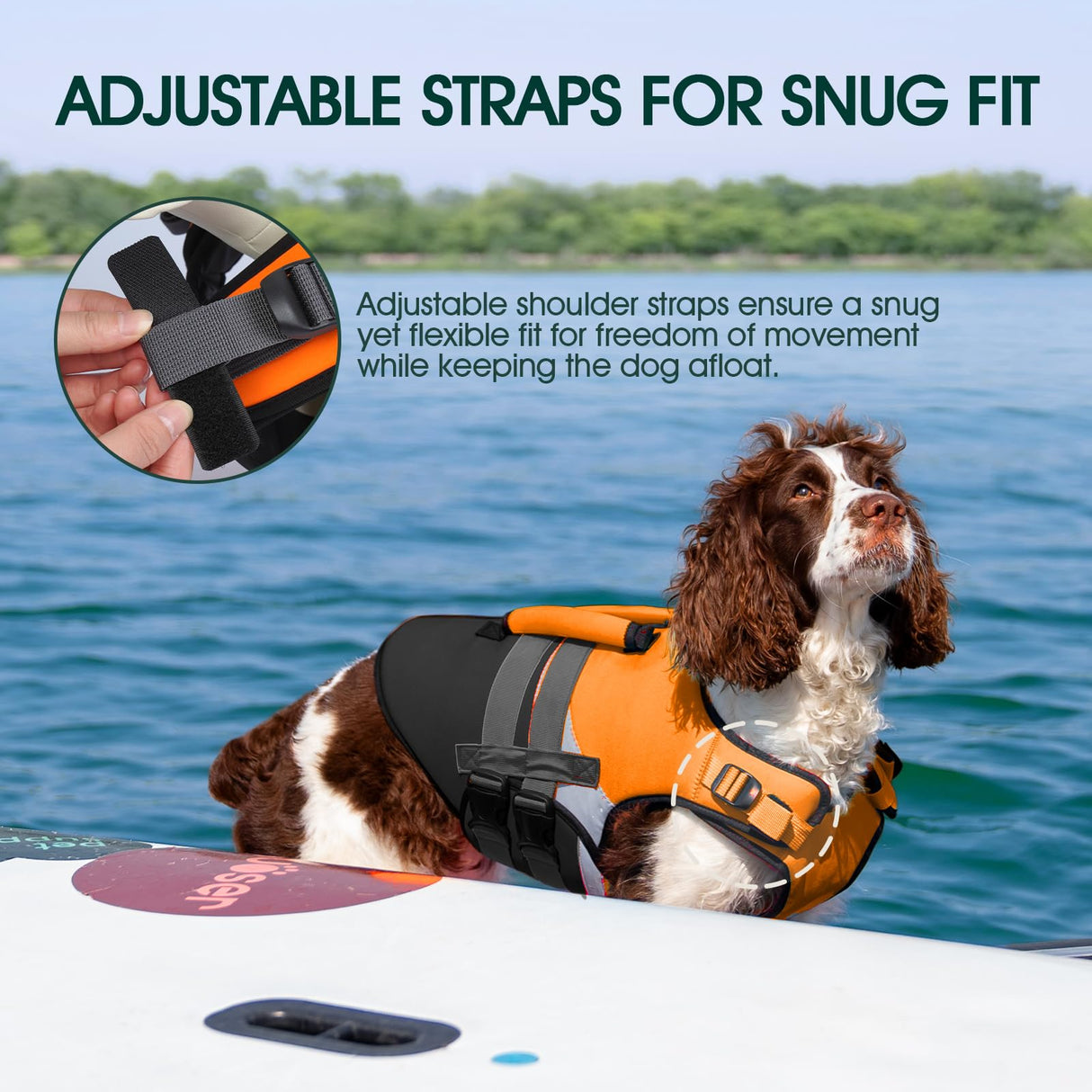 Kuoser Dog Life Jacket with Rescue Handle, High Flotation Dogs Swim Vest with Reflective Strips,Adjustable Dog Life Vest for Swimming, Boating, Pool&Beach, Doggy Lifejacket for Small Medium Large Dogs