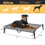 Veehoo XXL Outdoor Elevated Dog Bed, Raised Dog Cot for Extra Large Dogs, Cooling Washable Waterproof Pet Hammock Beds with Slope Headrest, Breathable Mesh and Sturdy Frame, XX-Large, CWC2204