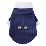 GabeFish Pets Wedding Jackets Suit for Dogs with Bow Tie Puppy Cat Formal Clothes Shirt Tuxedo (BlueStriped, S (Chest 12.9in/33cm)