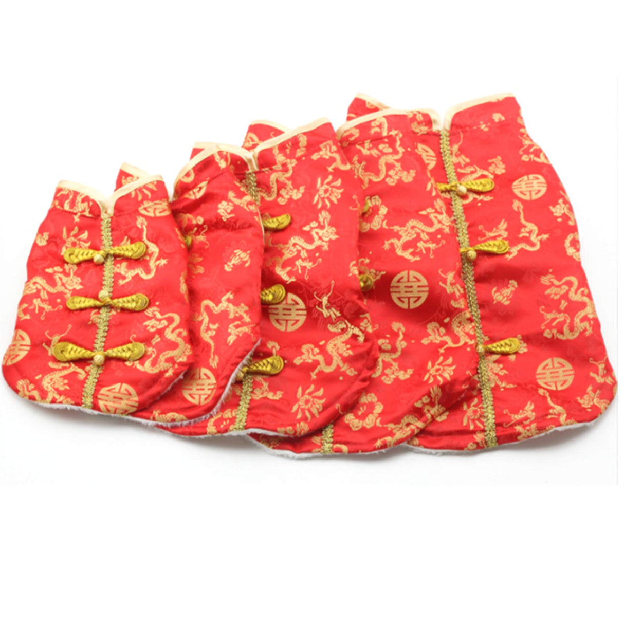 SEIS New Year Dog Knot Buttons Costume Dragon Cat Cheongsam Winter Pet Clothes Vest of The Tang Dynasty Christmas Coat for Cats Teddy Bichon Small Medium Dogs (M (Chest Circumference 50cm/ 19.7"))