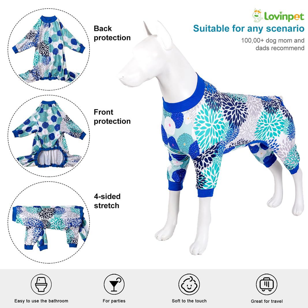 LovinPet Giant Dogs PJS Bodysuit, Pet Pajamas for Dogs, Abstract Geometric Print, Pitbull Clothes, Large Dog Jammies, Pitbull Onesie, Lightweight Pullover Dog Pajamas,2XL