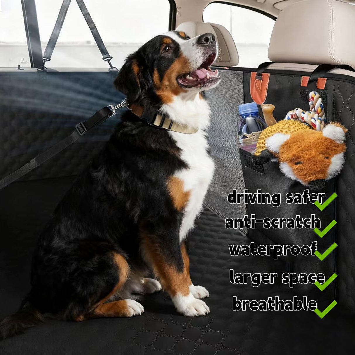 Pigirdle Back Seat Extender for Dogs, Hard Bottom Car Seat Cover for Dogs, Dog Hammock for Car/SUV with Mesh Window & Side Flaps