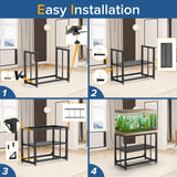TOCRETOARE Fish Tank Stand 40 Gallon, Metal Aquarium Stand 36.5" L x 18.5" W*29.5”H, Double-Layer Storage Design, Suitable for Home and Office Use, 660LBS Capacity, Black (Tank not Included)