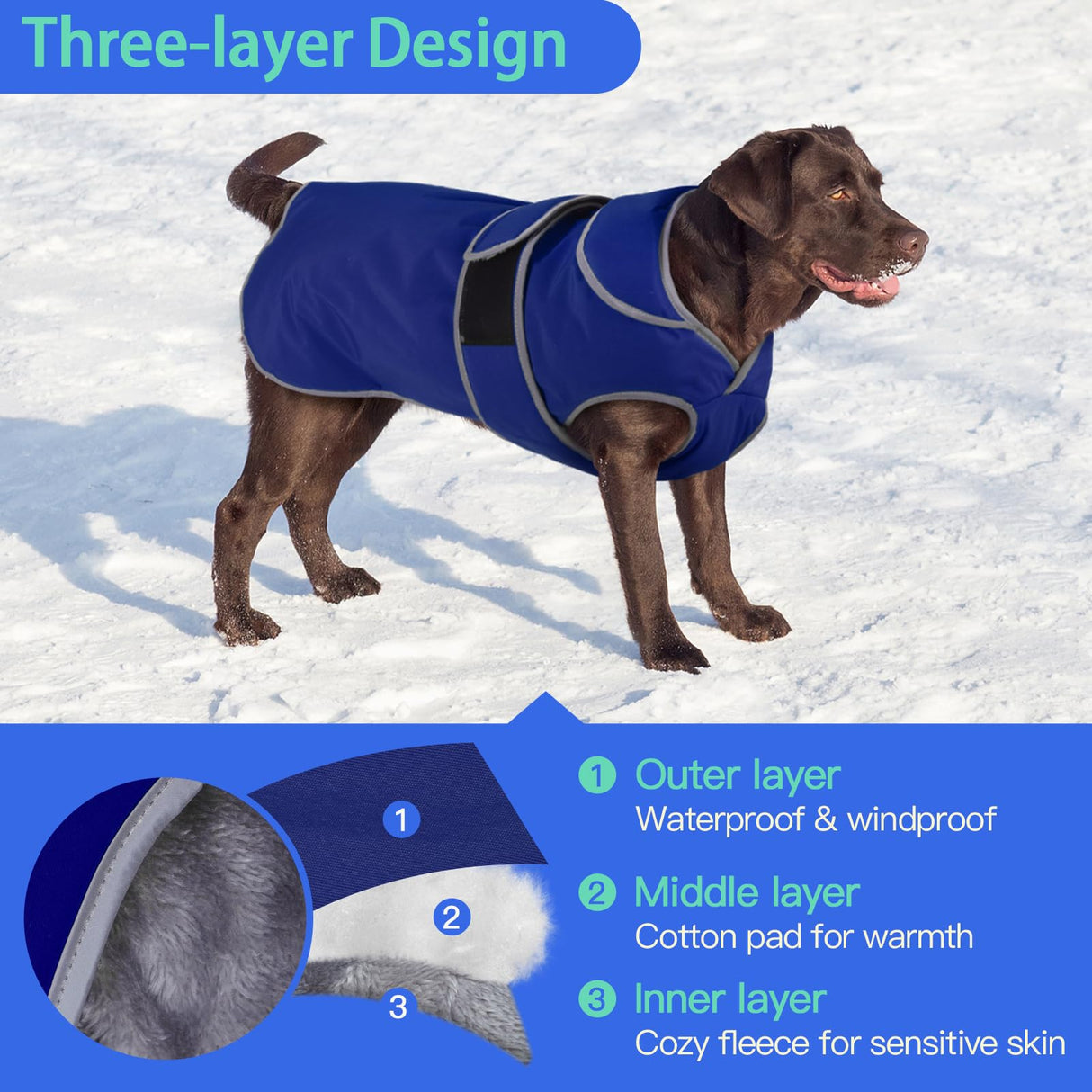 MIGOHI Reflective Waterproof Windproof Dog Coat - Warm Jacket Reversible Stormguard Winter Vest for Small to Large Dogs (Navy, M)