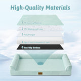 Cooling Dog Bed, Orthopedic Foam Dog Bed with Sides, Removable Cover & Waterproof Lining and Nonskid Bottom, Comfortable Pet Beds for Medium Dogs, Green (36" L x 27" W x 6.5" Th)