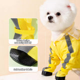 HDKUW Dog Raincoat and Rain Shoes Set, Full-Coverage Reflective Jacket with Backbag, Yellow XL