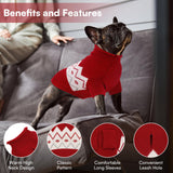 Queenmore Warm Dog Sweater, Soft Pet Knitwear, Knitted Pullover, Winter Pet Clothes for Small Medium Dogs Cats Red