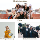Beviliu 4 Pack Animals Ear Realistic Dalmatian Dog Ears Headband Fluffy Cat Bunny Pig Hairband Halloween Christmas Costume for Washing Makeup Cosplay Party